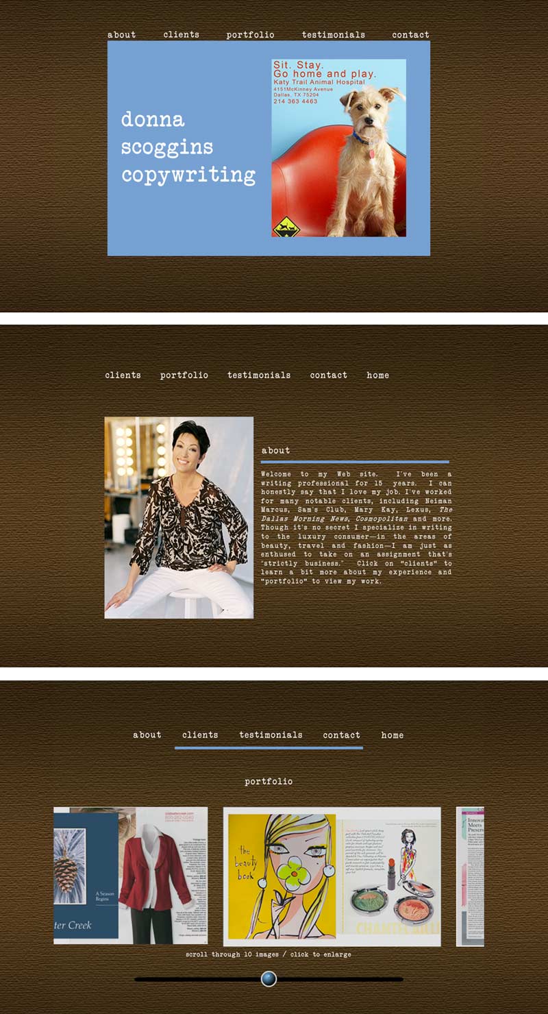 Donna Scoggins old website homepage Donna Scoggins old website