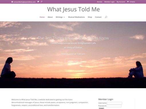 What Jesus Told Me – Business Development and Subscription Website Creation
