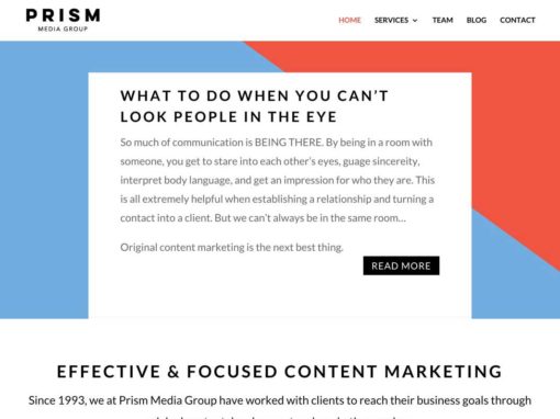 Prism Media Group | Content Marketing Agency Website Redesign