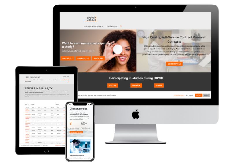 SGS Clinical Studies North America | Website Rebranding